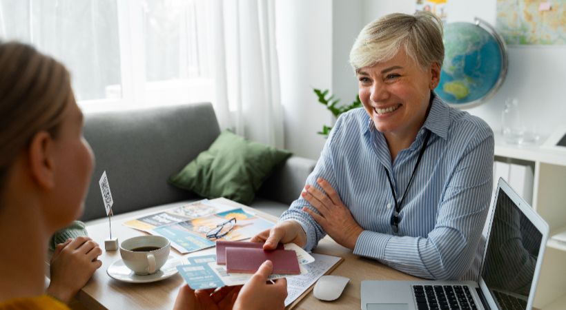 Someone speaking to a local lender