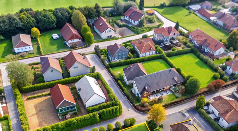 Aerial view of British homes